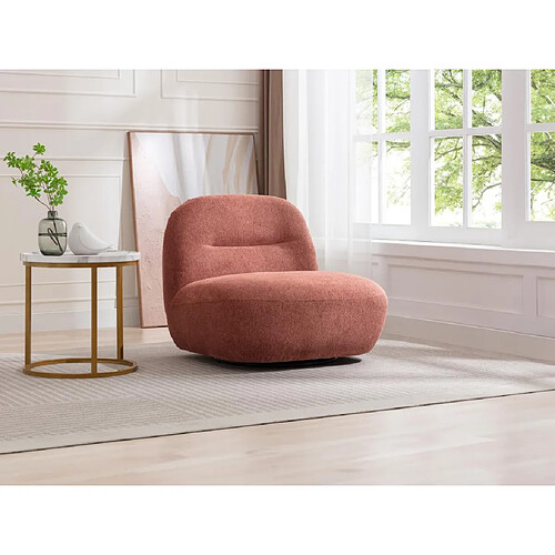 Vente-Unique Fauteuil pivotant en tissu texturé terracotta POZETI