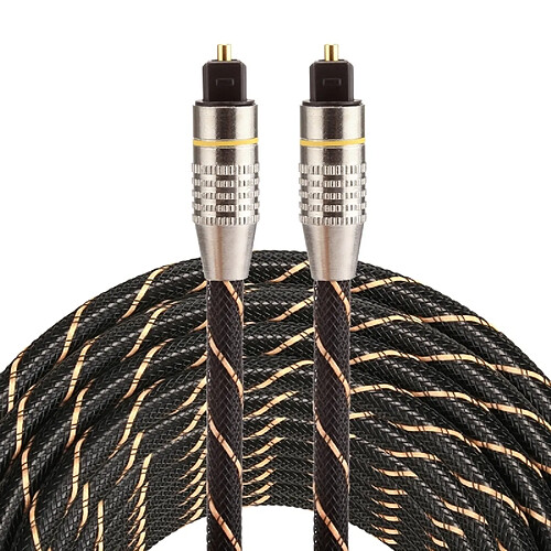 Wewoo Câble or 10m OD6.0mm plaqué tête en métal tissé ligne mâle à audio numérique optique