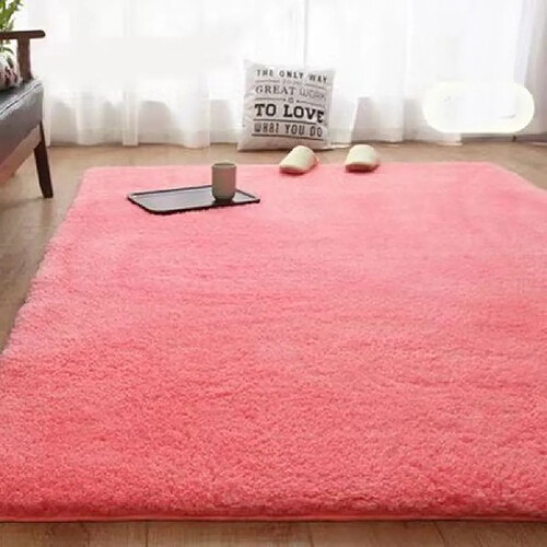 LUUCOZK Tapis moelleux en fausse fourrure, tapis à poils longs pour chambre à coucher, salon, rose-160x230cm