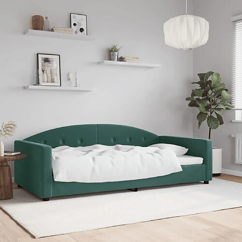 vidaXL Lit de repos sans matelas vert foncé 100x200 cm velours