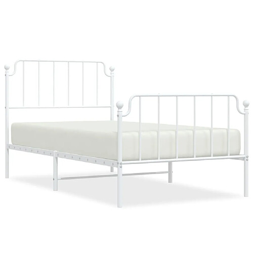 Maison Chic Cadre/structure de lit métal et tête de lit + pied de lit pour adulte - Lit Moderne Chambre blanc 100x190cm -MN94471