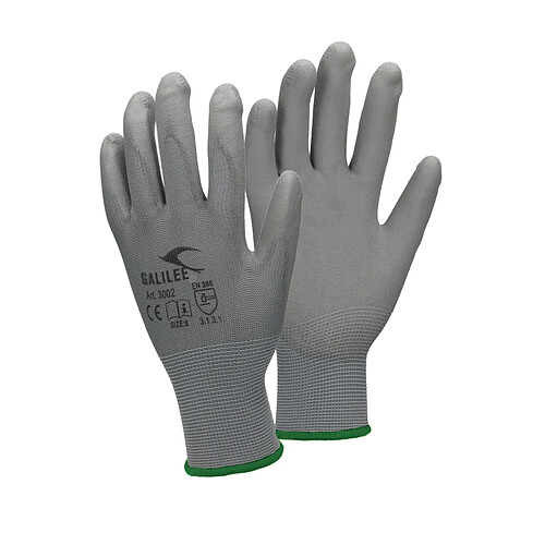 ECD Germany 60 Paires de Gants de Travail en PU - Taille 11-XXL - Gris - Élastique - Protection Usages Multiples - pour Mécanicien Constructeurs Travail de Jardin Bricolage Activités Montage