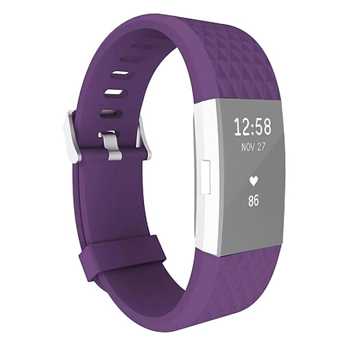 Wewoo Bracelet Violet pour Montre Fitbit Charger 2 Diamant Texture TPU, Longueur: 23cm