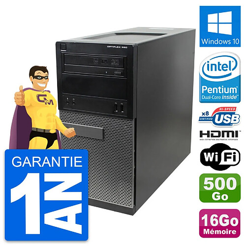 PC Tour Dell OptiPlex 390 MT G630 RAM 16Go Disque Dur 500Go HDMI Windows 10 Wifi · Occasion