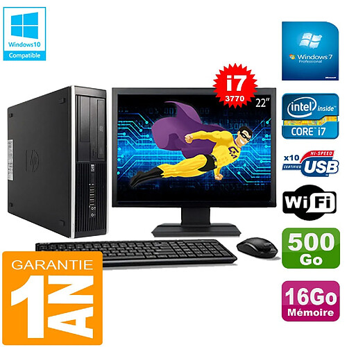 PC HP Compaq Pro 6300 SFF I7-3770 16Go 500Go Graveur DVD Wifi W7 Ecran 22" · Occasion