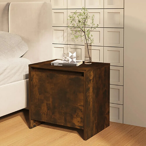 vidaXL Table de chevet chêne fumé 45x34x44,5 cm bois d'ingénierie