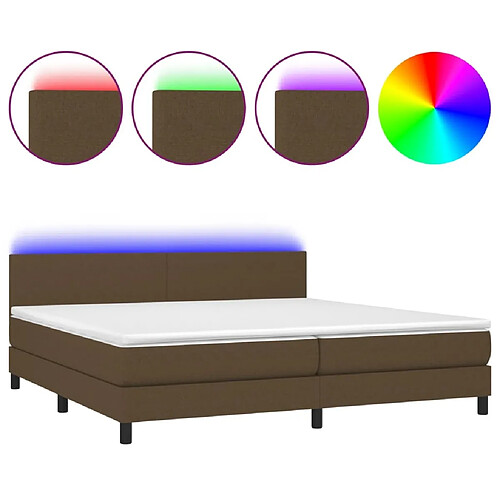 Maison Chic Lit adulte- Lit + matelas + LED,Sommier à lattes de lit matelas et LED Marron foncé 200x200 cm -GKD37017