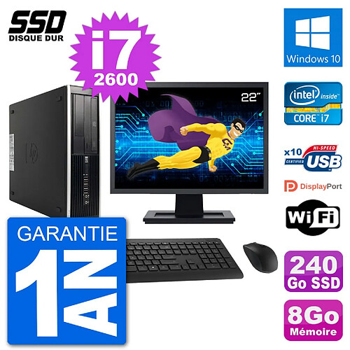 PC HP Compaq Pro 6300 SFF Ecran 22" i7-2600 RAM 8Go SSD 240Go Windows 10 Wifi · Occasion