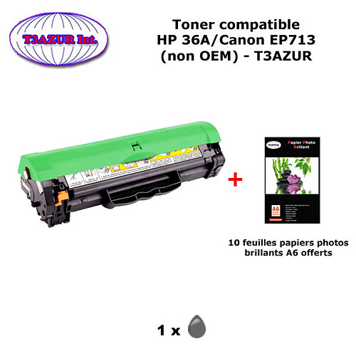 Toner générique Canon EP713 pour imprimante Canon i-Sensys LBP3250, CRG-713 + 10f papiers photos A6 -T3AZUR