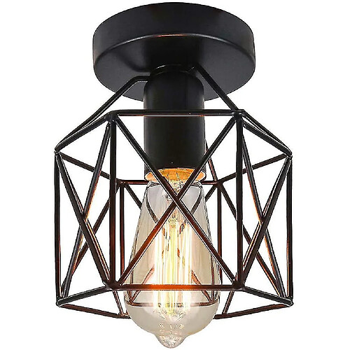 Universal Lampe rétro plafond lampe en fer noir lampe pendentif industriel lampe cage en métal