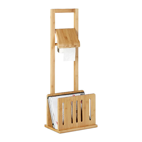 Helloshop26 Porte papier toilette avec porte-revues en bambou 81,5 cm 3213041