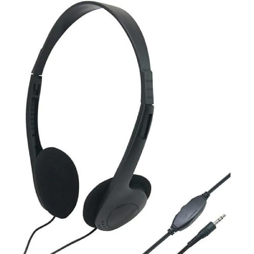 Waytex 69131 Micro Casque 105dB Avec Fil Jack 3.5mm Supra-Auriculaire Rétractable Noir