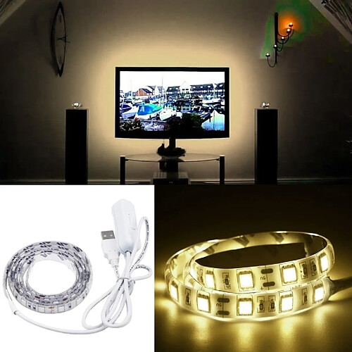 Wewoo Ruban LED Waterproof Epoxyde blanc 50cm 3W époxy IP65 étanche 30 5050 SMD USB lumière de la corde avec 1m câble de commutateur étendu, large: 10mm chaud