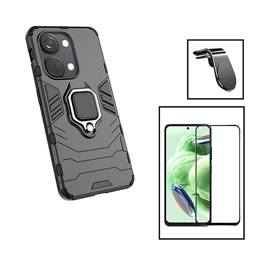 PHONECARE Kit Film Verre Trempé 5D Full Cover + Coque 3X1 Military Defender + Support Magnétique L Safe Driving Voiture pour OnePlus Ace 2V - Noir