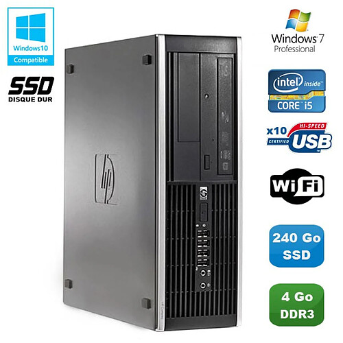 PC HP Compaq Elite 8100 SFF Intel Core i5 3.2GHz 4Go 240Go SSD Graveur WIFI W7 · Occasion