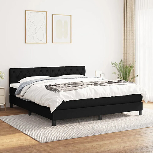 vidaXL Sommier à lattes de lit avec matelas Noir 160x200 cm Tissu