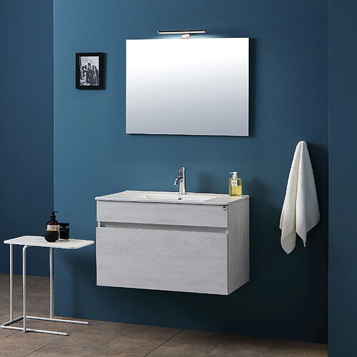 Kiamami Valentina MEUBLE DE SALLE DE BAINS SUSPENDU DE 80 CM AVEC COMMODE PROMENADE | SÉRIE SOLE