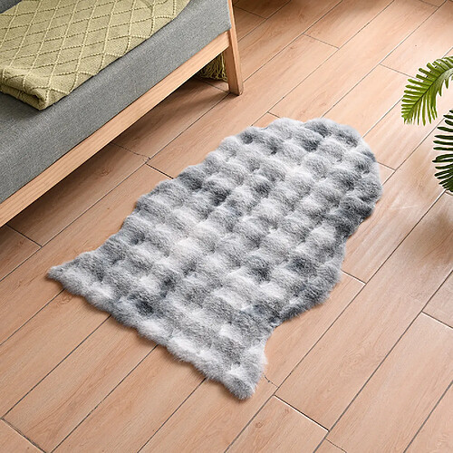 LUUCOZK Tapis à poils longs en fausse fourrure pour chambre à coucher, salon - Slip - Tie dye gris-Irrégulier 60x100cm