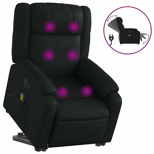 Maison Chic Fauteuil Relax pour salon, Fauteuil inclinable de massage électrique noir similicuir -GKD22154