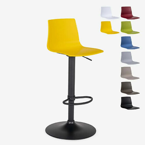 Tabouret bar de cuisine design noir mat réglable en hauteur Grand Soleil Imola Matt, Couleur: Jaune