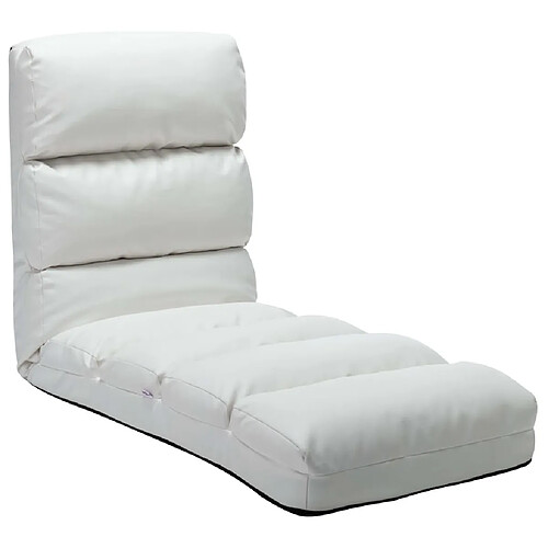 vidaXL Chaise pliable de sol Blanc Similicuir