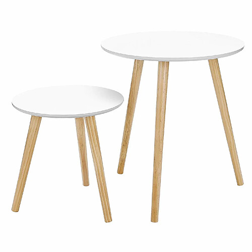 SONGMICS Lot de 2 Tables Basses Table Ronde pour cafétéria Table de Chevet Style scandinave Moderne Minimaliste Salon Chambre Couleur Blanche LET07WN