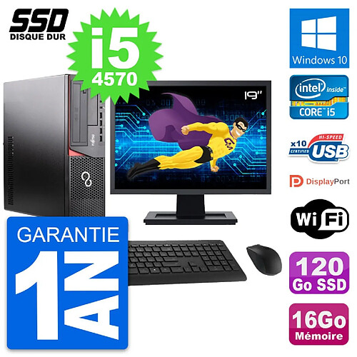 PC Fujitsu E920 DT Ecran 19" Intel i5-4570 RAM 16Go SSD 120Go Windows 10 Wifi · Occasion