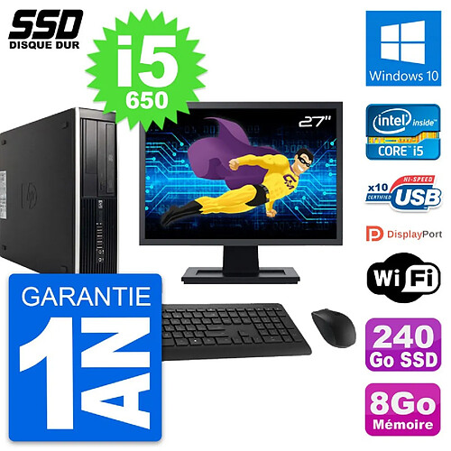 PC HP 8100 SFF Ecran 27" Intel Core i5-650 RAM 8Go SSD 240Go Windows 10 Wifi · Occasion