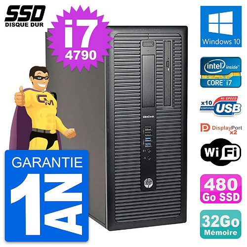 PC Tour HP EliteDesk 800 G1 Intel i7-4790 RAM 32Go SSD 480Go Windows 10 Wifi · Occasion