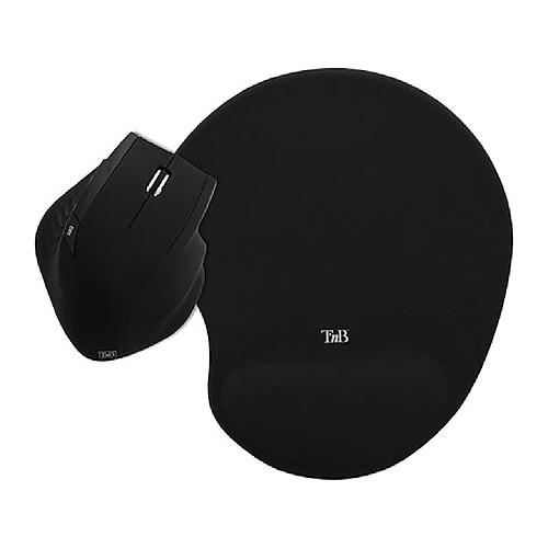 T'Nb Pack souris ergonomique sans fil + tapis souris ergo design noir