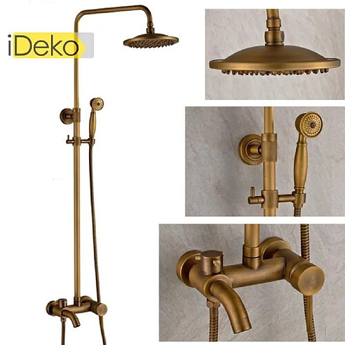 iDeko® Robinet douchette pommeau de douche colonne salle de bain design antique Laiton Céramique IDEAN11