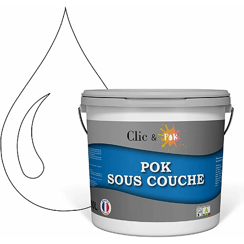 POK SOUS COUCHE : Peinture Sous-Couche Acrylique Mate Blanche Murs et Plafonds Intérieurs 10L