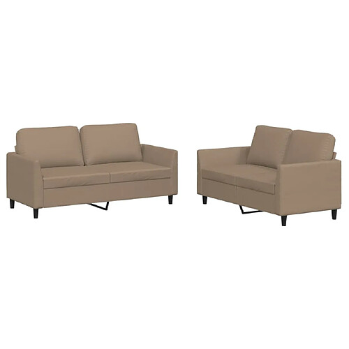 Maison Chic Ensemble de canapés 2 pcs avec coussins, Canapé droit Sofa pour Salon Cappuccino Similicuir -GKD633492