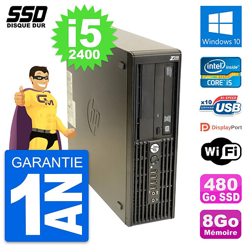 PC HP WorkStation Z210 SFF Intel Core i5-2400 RAM 8Go SSD 480Go Windows 10 Wifi · Occasion