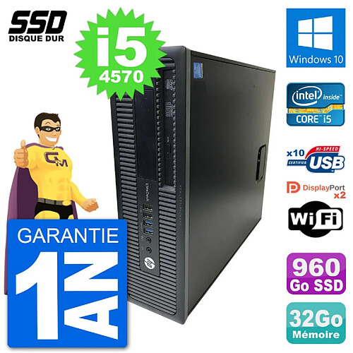 PC HP EliteDesk 800 G1 Core i5-4570 RAM 32Go SSD 960Go Windows 10 Wifi · Occasion