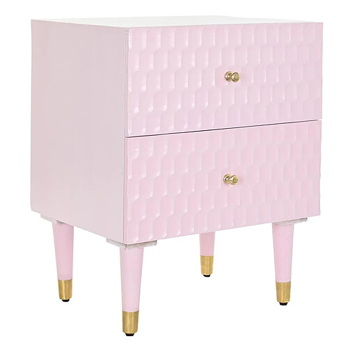 Pegane Table de chevet / table de nuit en manguier coloris rose pale - Longueur 52 x Profondeur 42 x Hauteur 62 cm