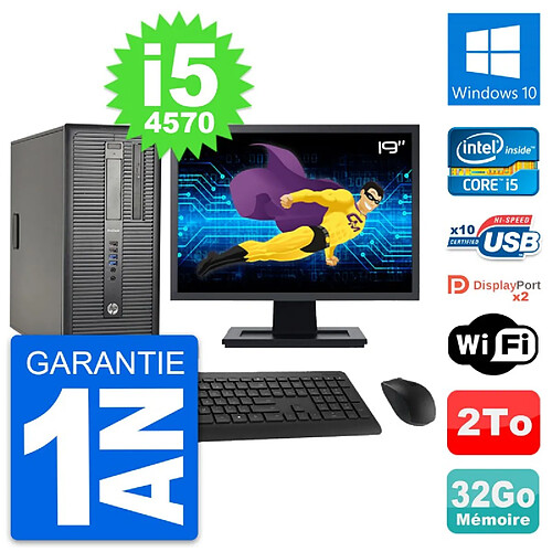 PC Tour HP ProDesk 600 G1 Ecran 19" i5-4570 RAM 32Go Disque 2To Windows 10 Wifi · Occasion