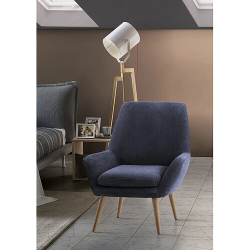 Autrement Talamo Italia Fauteuil design Salina, Fauteuil relax moderne, Fabriqué en Italie, en tissu rembourré, Couleur Bleu, Cm: 80x70h95