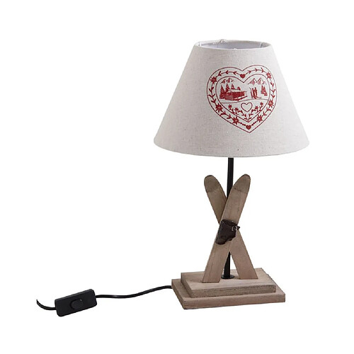 Aubry Gaspard Lampe avec pied en bois décor ski.