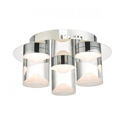 Luminaire Center Plafonnier Susa Chrome poli,Transparent 3 ampoules 13cm