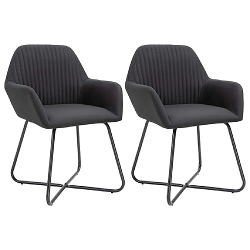 Decoshop26 Lot de 2 chaises de salle à manger cuisine design moderne tissu noir CDS020863