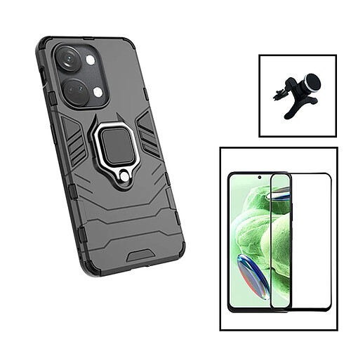 PHONECARE Kit Film Verre Trempé 5D Full Cover + Coque 3X1 Military Defender + Support Renforcé pour OnePlus Ace 2V - Noir