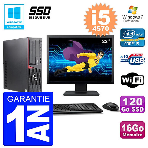 PC Fujitsu Esprimo E720 E85+ DT Ecran 22'' i5-4570 RAM 16Go 120 Go SSD Wifi W7 · Occasion