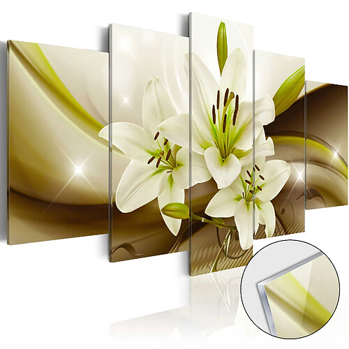 Decoshop26 Tableaux en verre acrylique décoration murale motif Lily moderne en panneaux 100x50 cm TVA110084