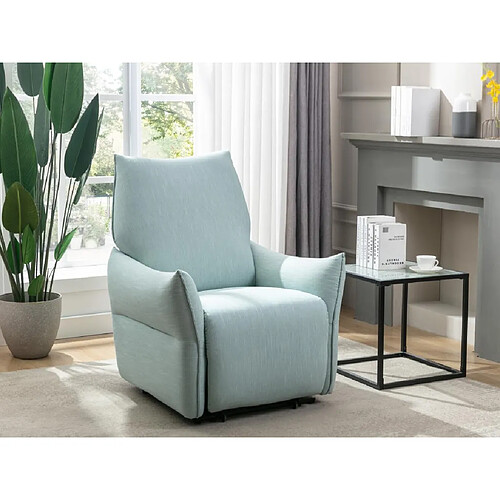 Vente-Unique Fauteuil relax électrique en tissu bleu clair MODOC