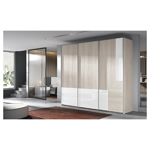 Inside 75 Armoire 3 portes coulissantes suspendues Icon 256,2 x 220 couleur Tundra Cristal Blanco Profil Inox