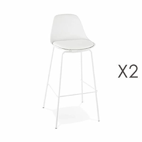 Mes Lot de 2 tabourets de bar H75 cm blanc - ADRYA