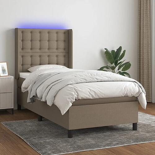 Sommier à lattes,Cadre à lattes de lit pour Adulte matelas et LED Taupe 80x200cm Tissu -MN20082