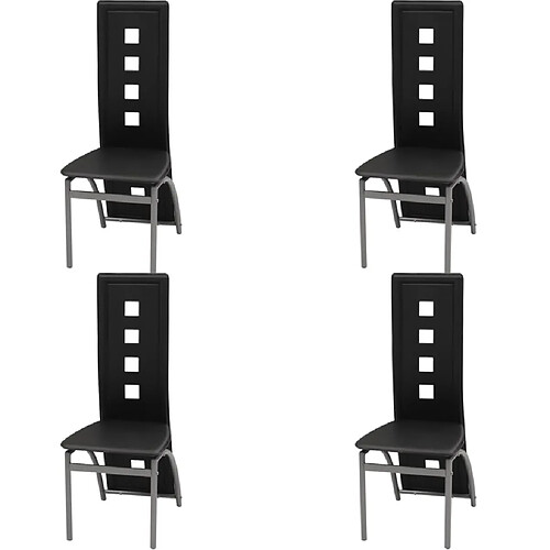 vidaXL Chaises à manger lot de 4 noir similicuir