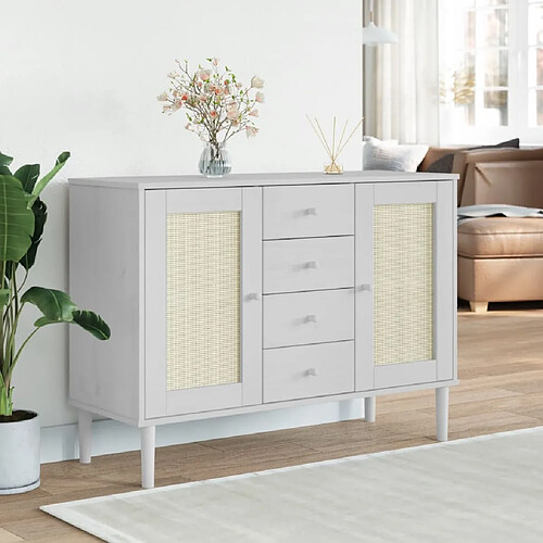 vidaXL Buffet SENJA aspect rotin blanc 112x40x80cm bois massif de pin